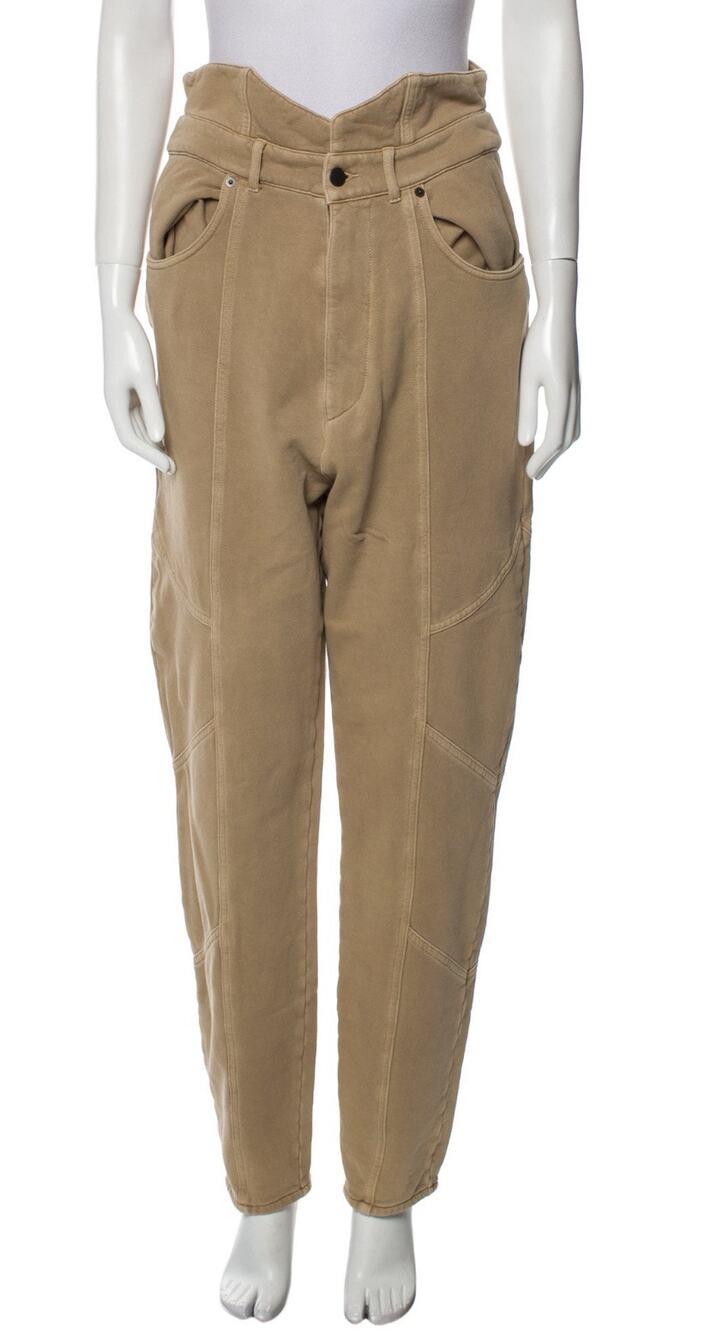 NWT Retrofête Washed Terry Pant in Beige Khaki Cotton High Rise Small NO BELT